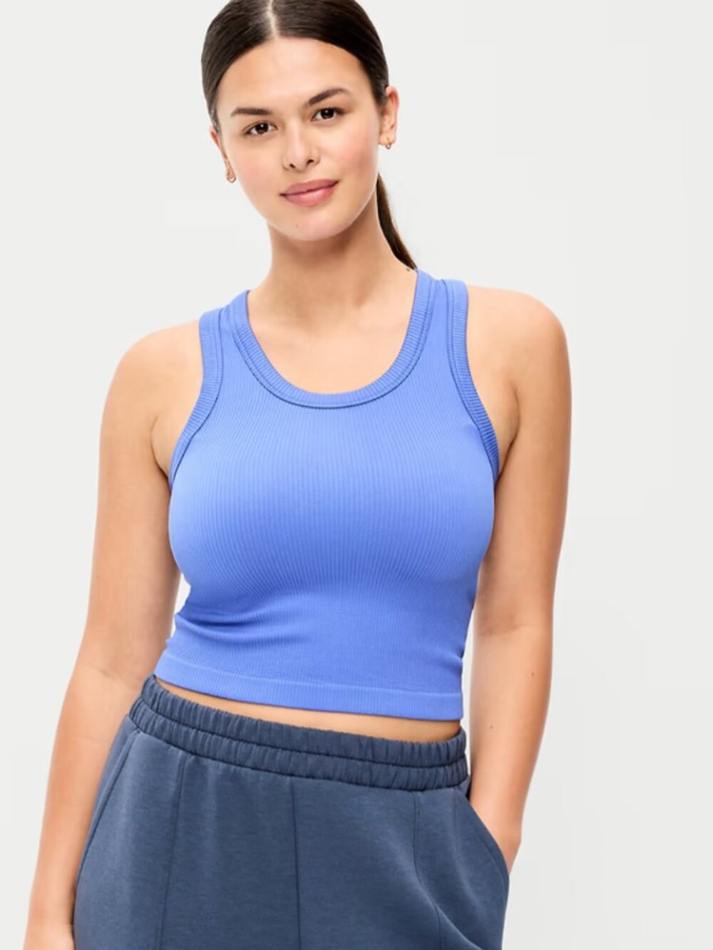 Blue Ribbed Tank Top - Women's Scoop Neckline, NWT, Old Navy Exhale Seamless